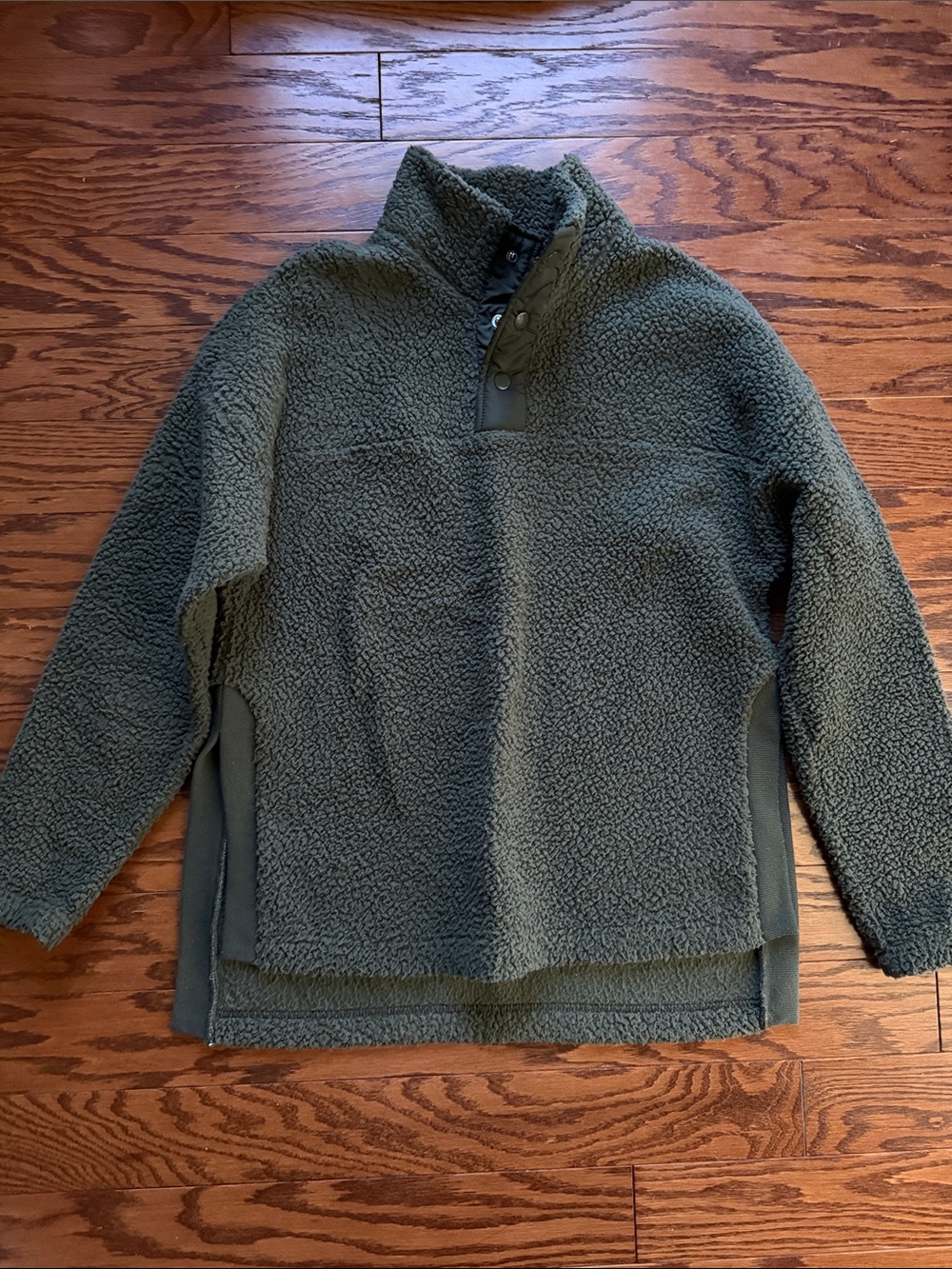 Old Navy Olive Green Sherpa Snap-Front Zip Pullover